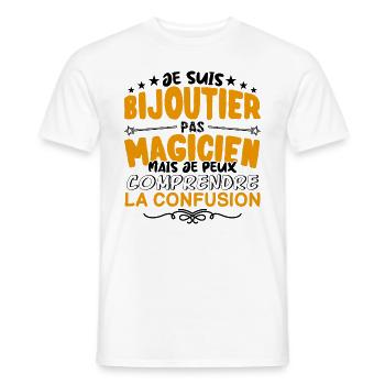 Bijoutier pas Magicien | le Meilleur Bijoutier ca - T-shirt homme - blanc - Devant - AI Model Male 178 dark (178cm)
