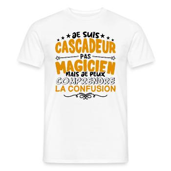 Cascadeur pas Magicien | le Meilleur Cascadeur ca - T-shirt homme - blanc - Devant - AI Model Male 178 dark (178cm)