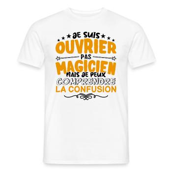 Ouvrier pas Magicien | le Meilleur Ouvrier cadeau - T-shirt homme - blanc - Devant - AI Model Male 178 dark (178cm)