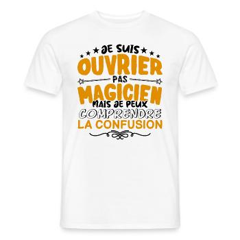 Ouvrier pas Magicien | le Meilleur Ouvrier cadeau - T-shirt homme - blanc - Devant - AI Model Male 178 dark (178cm)