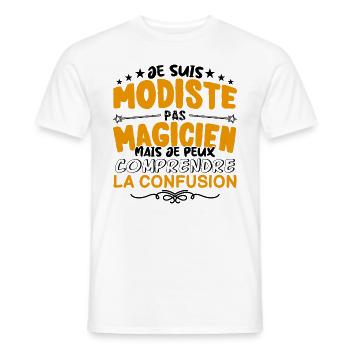 Modiste pas Magicien | le Meilleur Modiste cadeau - T-shirt homme - blanc - Devant - AI Model Male 178 dark (178cm)