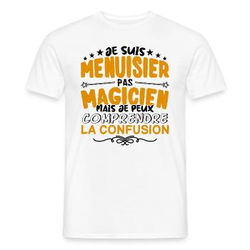 Menuisier pas Magicien | le Meilleur Menuisier cad - T-shirt homme - blanc - Devant - AI Model Male 178 dark (178cm)