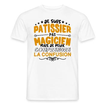 Patissier pas Magicien | le Meilleur Patissier ca - T-shirt homme - blanc - Devant - AI Model Male 178 dark (178cm)