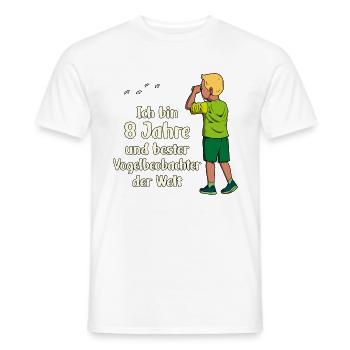 Ich bin 8 - Jungen Vogelbeobachtung - Männer T-Shirt - Weiß - Vorne - AI Model Male 178 dark (178cm)