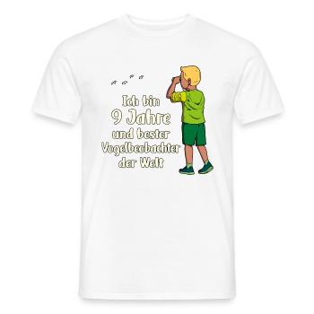 Ich bin 9 - Jungen Vogelbeobachtung - Männer T-Shirt - Weiß - Vorne - AI Model Male 178 dark (178cm)