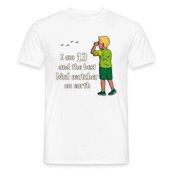 J’ai 13 ans - Boy Birdwatching - T-shirt homme - blanc - Devant - AI Model Male 178 dark (178cm)