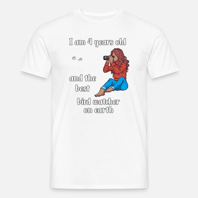 Ich bin 4 - Mädchen Vogelbeobachtung - Männer T-Shirt - Weiß
