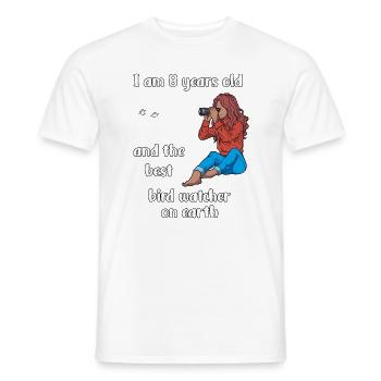 I'm 8 - Girls Bird Watching - Men's T-Shirt - white - Front - AI Model Male 178 dark (178cm)