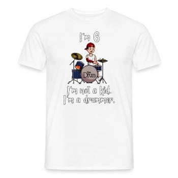 Ich bin 6 - Jungen Schlagzeuger - Männer T-Shirt - Weiß - Vorne - AI Model Male 178 dark (178cm)