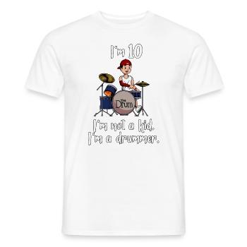 I’m 10 - Jeune batteur - T-shirt homme - blanc - Devant - AI Model Male 178 dark (178cm)