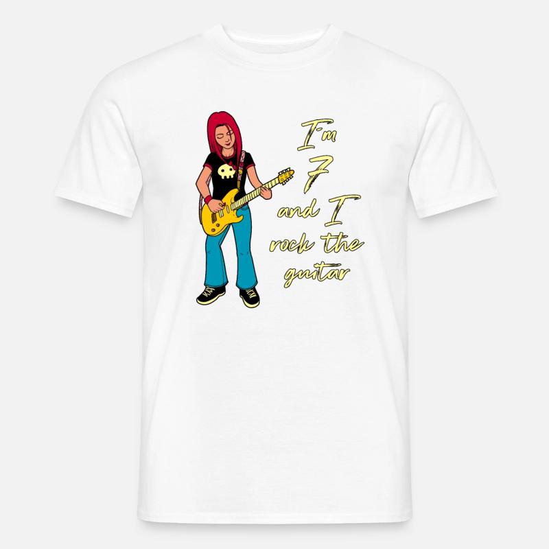 Ich bin 7 - Mädchen Gitarrist - Männer T-Shirt - Weiß