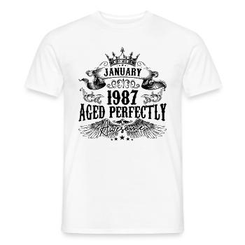 1987 | Januar Aged Perfectly 1987 Geburtstagsgeschenk - Männer T-Shirt - Weiß - Vorne - AI Model Male 178 dark (178cm)