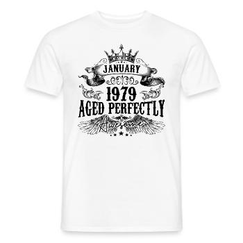 1979 | Januar Aged Perfectly 1979 Geburtstagsgeschenk - Männer T-Shirt - Weiß - Vorne - AI Model Male 178 dark (178cm)