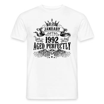 1992 | Januar Aged Perfectly 1992 Geburtstagsgeschenk - Männer T-Shirt - Weiß - Vorne - AI Model Male 178 dark (178cm)