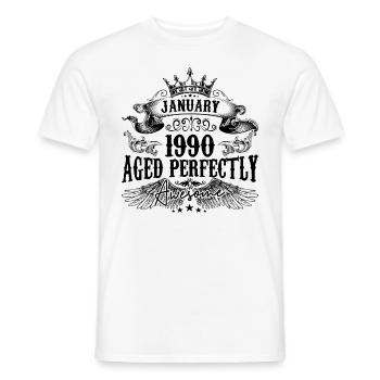 1990 | Januar Aged Perfectly 1990 Geburtstagsgeschenk - Männer T-Shirt - Weiß - Vorne - AI Model Male 178 dark (178cm)