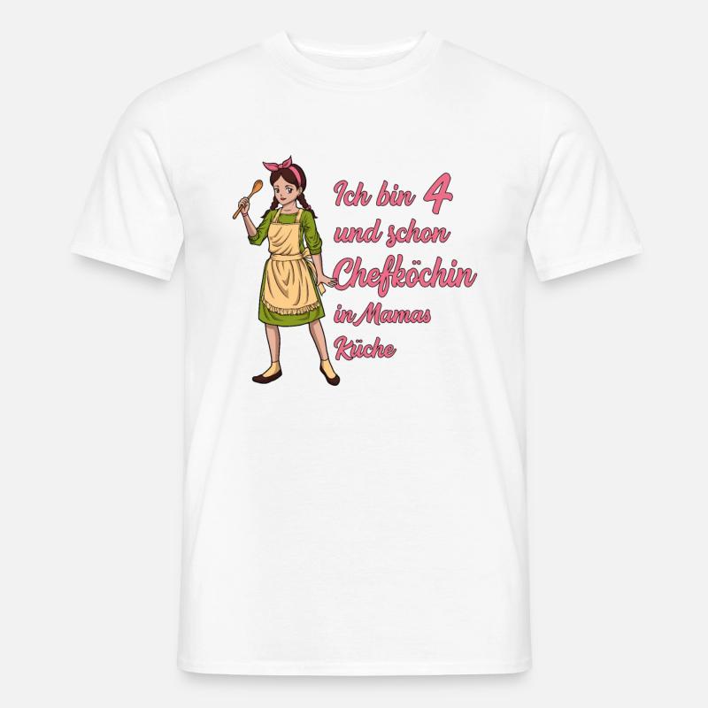 Ich bin 4 - Mädchen Koch - Männer T-Shirt - Weiß