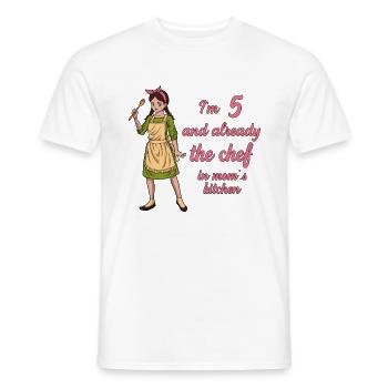 J’ai 5 ans - Fille Chef - T-shirt homme - blanc - Devant - AI Model Male 178 dark (178cm)