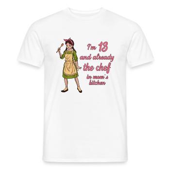 Ich bin 13 - Mädchen Koch - Männer T-Shirt - Weiß - Vorne - AI Model Male 178 dark (178cm)