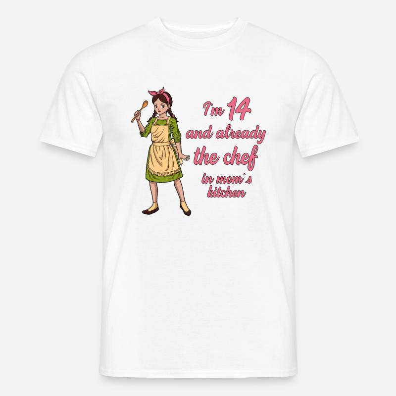 Ich bin 14 - Mädchen Koch - Männer T-Shirt - Weiß