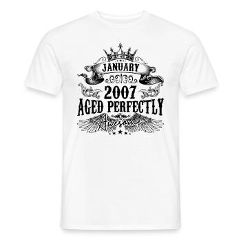 2007 | January Aged Perfectly 2007 birthday gift - Men's T-Shirt - white - Front - AI Model Male 178 dark (178cm)
