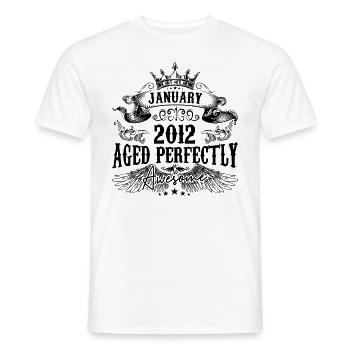 2012 | January Aged Perfectly 2012 birthday gift - Men's T-Shirt - white - Front - AI Model Male 178 dark (178cm)