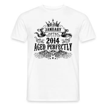 2014 | Januar Aged Perfectly 2014 Geburtstagsgeschenk - Männer T-Shirt - Weiß - Vorne - AI Model Male 178 dark (178cm)