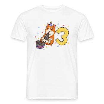 With hamster - children's birthday 3 years - Men's T-Shirt - white - Front - AI Model Male 178 dark (178cm)