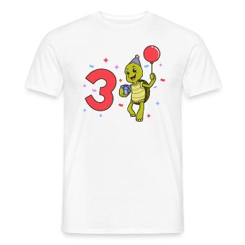 With turtle - children's birthday 3 years - Men's T-Shirt - white - Front - AI Model Male 178 dark (178cm)