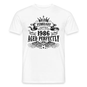 1986 | February Aged Perfectly 1986 birthday gift - Men's T-Shirt - white - Front - AI Model Male 178 dark (178cm)