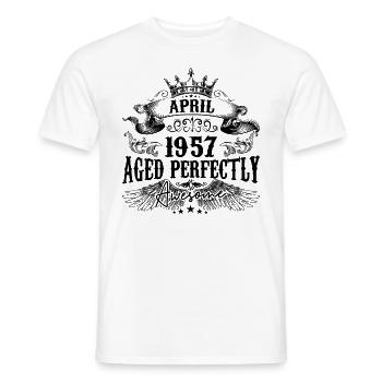 1957 | April Aged Perfectly 1957 Geburtstagsgeschenk - Männer T-Shirt - Weiß - Vorne - AI Model Male 178 dark (178cm)
