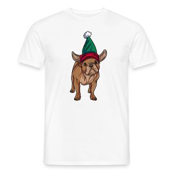 Français Bulldog - T-shirt homme - blanc - Devant - AI Model Male 178 dark (178cm)