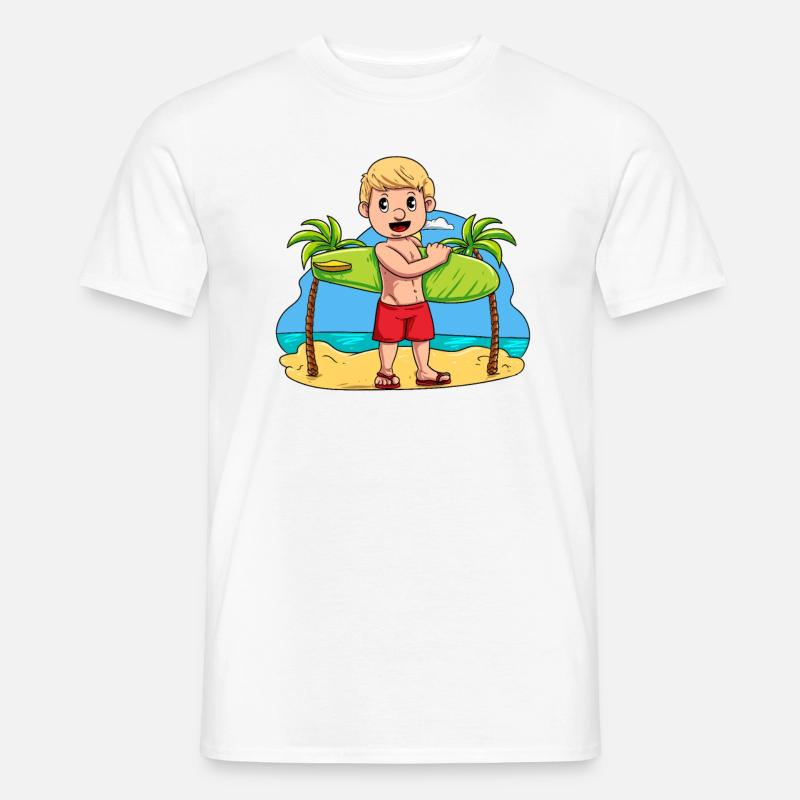 Enfant Surfeur de planche de surf - T-shirt homme - blanc