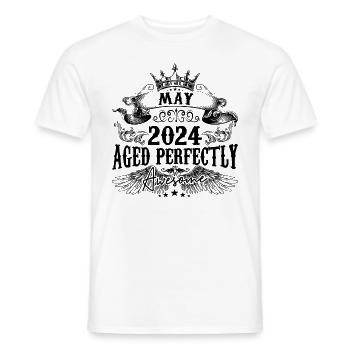 2024 | May Aged Perfectly 2024 birthday gift - T-shirt homme - blanc - Devant - AI Model Male 178 dark (178cm)
