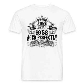 1958| June Aged Perfectly 1958 Geburtstagsgeschenk - Männer T-Shirt - Weiß - Vorne - AI Model Male 178 dark (178cm)