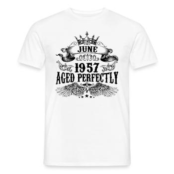 1957 | June Aged Perfectly 1957 Geburtstagsgeschenk - Männer T-Shirt - Weiß - Vorne - AI Model Male 178 dark (178cm)