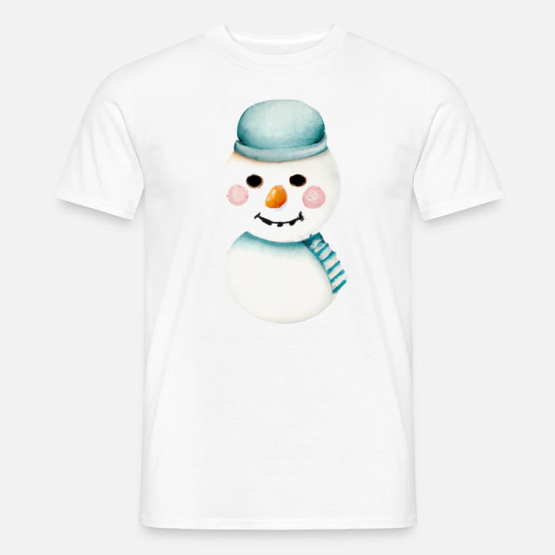 Retro Schneemann Kopf - Männer T-Shirt - Weiß