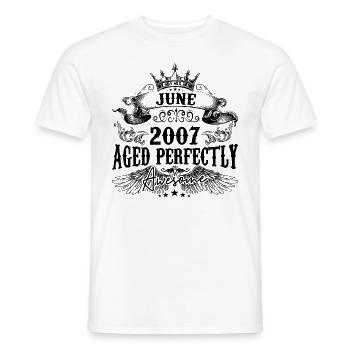 2007 | June Aged Perfectly 2007 birthday gift - Men's T-Shirt - white - Front - AI Model Male 178 dark (178cm)
