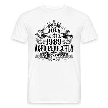 1989 | Juli Aged Perfectly 1989 Geburtstagsgeschenk - Männer T-Shirt - Weiß - Vorne - AI Model Male 178 dark (178cm)