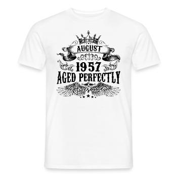 1957 | August Aged Perfectly 1957 Geburtstagsgeschenk - Männer T-Shirt - Weiß - Vorne - AI Model Male 178 dark (178cm)