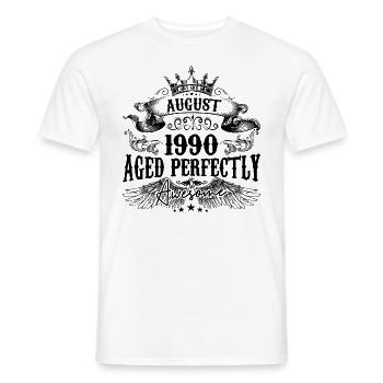 1990 | August Aged Perfectly 1990 Geburtstagsgeschenk - Männer T-Shirt - Weiß - Vorne - AI Model Male 178 dark (178cm)