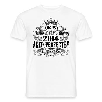 2014 | August Aged Perfectly 2014 Geburtstagsgeschenk - Männer T-Shirt - Weiß - Vorne - AI Model Male 178 dark (178cm)