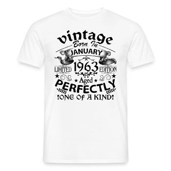 Januar 1963 | Jahrgang 1963 | geboren im Januar - Männer T-Shirt - Weiß - Vorne - AI Model Male 178 dark (178cm)