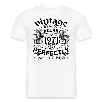 January 1971| Vintage 1971 | born in January - Men's T-Shirt - white - Front - AI Model Male 178 dark (178cm)