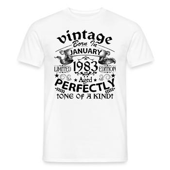 Janvier 1983 | Vintage 1983 | né en Janvier - T-shirt homme - blanc - Devant - AI Model Male 178 dark (178cm)