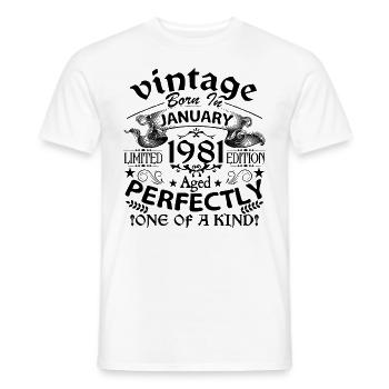 Januar 1981| Jahrgang 1981 | geboren im Januar - Männer T-Shirt - Weiß - Vorne - AI Model Male 178 dark (178cm)