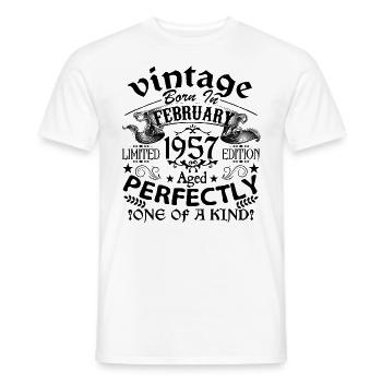 Février 1957 | Vintage 1957 | né en Février - T-shirt homme - blanc - Devant - AI Model Male 178 dark (178cm)
