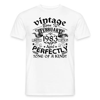 Février 1983 | Vintage 1983 | né en Février - T-shirt homme - blanc - Devant - AI Model Male 178 dark (178cm)