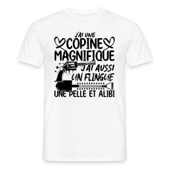 Copine Magnifique Humour Couple ma copine amour - T-shirt homme - blanc - Devant - AI Model Male 178 dark (178cm)