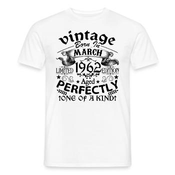 März 1962 | Jahrgang 1962 | geboren im März - Männer T-Shirt - Weiß - Vorne - AI Model Male 178 dark (178cm)