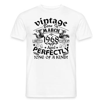 März 1968 | Jahrgang 1968 | geboren im März - Männer T-Shirt - Weiß - Vorne - AI Model Male 178 dark (178cm)